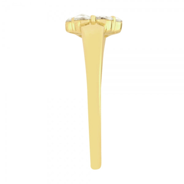 ダイヤモンド K18リング(計0.2カラット/ローズカット/フラワーモチーフ/4月誕生石)《WRGD3713》