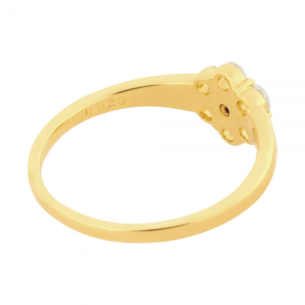 ダイヤモンド K18リング(計0.2カラット/ローズカット/フラワーモチーフ/4月誕生石)《WRGD3713》