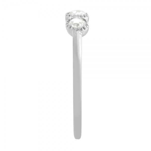 ダイヤモンド プラチナリング(計0.1カラット/ローズカット/ミル打ち/4月誕生石)《WRGD3689》