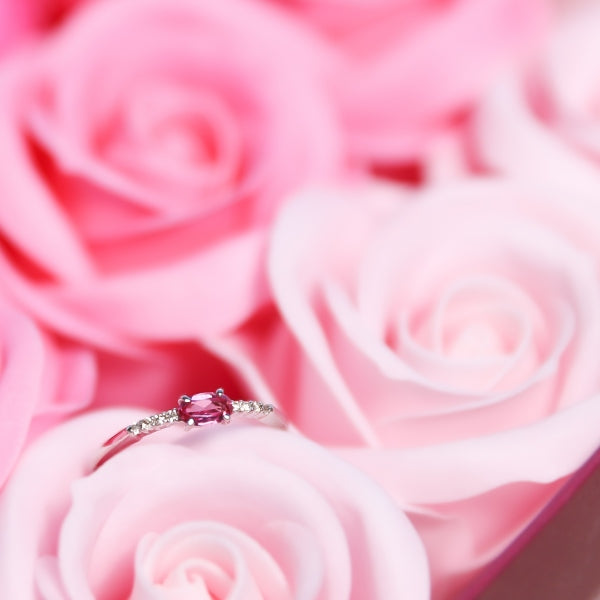 ピンクスピネル/ダイヤモンド プラチナリング(オーバル/エタニティ/8月誕生石)《WRGN3669》