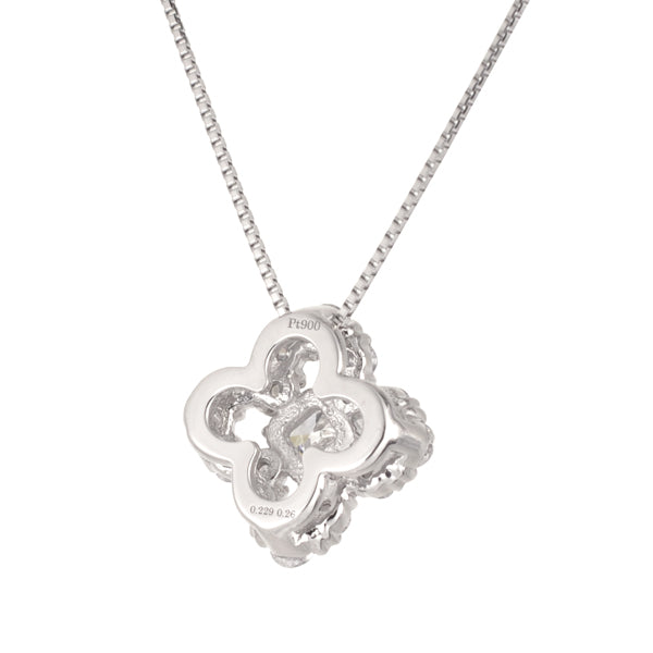 ダイヤモンド プラチナネックレス(計0.2カラット/Dカラー/SI2UP/3EX(H&C)/フラワーモチーフ/4月誕生石/グレーディングレポート付き)《JPDD1177》