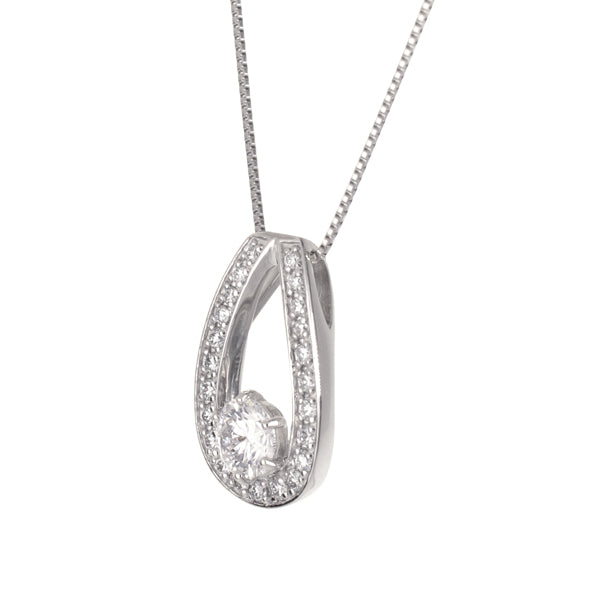 ダイヤモンド プラチナネックレス(0.3カラット/Dカラー/SI2UP/3EX(H&C)/一粒/取り巻き/4月誕生石/グレーディングレポート付き)《JPDD1183》