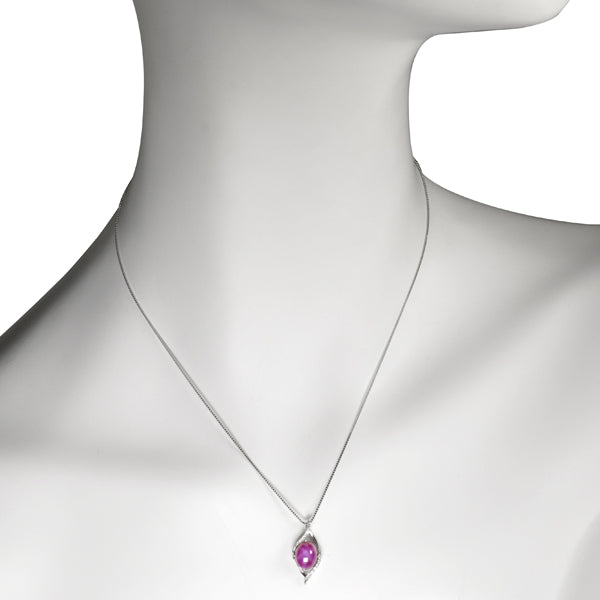 スタールビー/ダイヤモンド プラチナネックレス(クレサンベール/オーバル/7月誕生石)《WPDH3144》