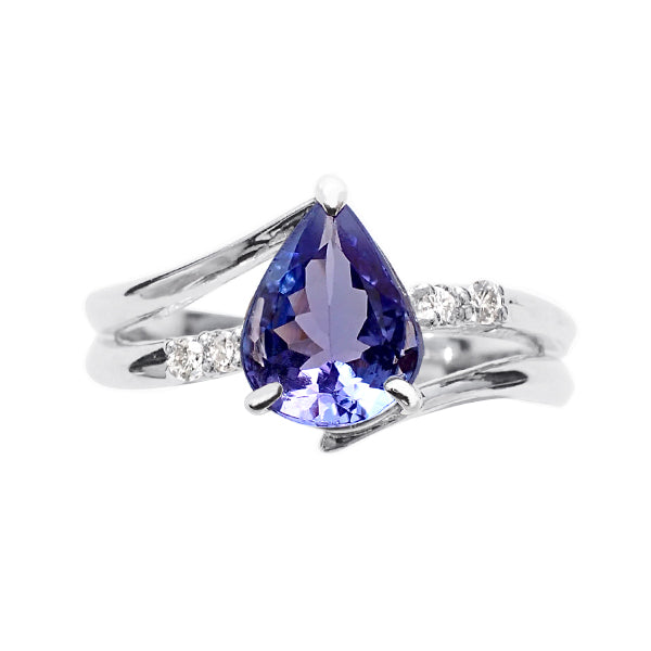 タンザナイト/ダイヤモンド K18リング(ペアシェイプ/12月誕生石)《WRGN3033》