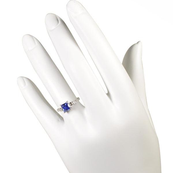 ブルーサファイア/ダイヤモンド K18リング(クレサンベール/プリンセス/9月誕生石)《WRGS3142》