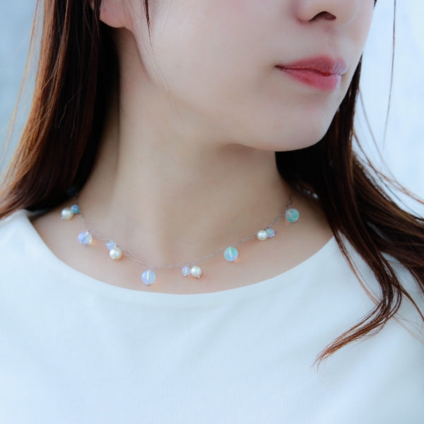ウォーターオパール K14ネックレス(クレサンベール/10月誕生石)《JNKW1628》