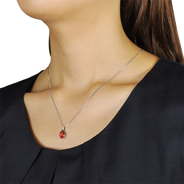 パパラチアサファイア/ダイヤモンド プラチナネックレス(クレサンベール/ペアシェイプ/9月誕生石)《WPDP3093》