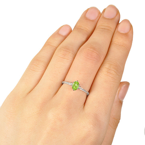 ペリドット/ダイヤモンド K18リング(オーバル/8月誕生石)《WRGN2115》