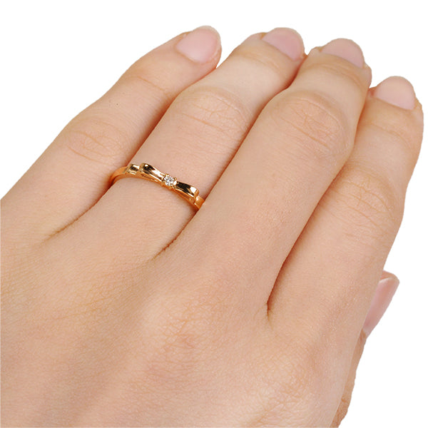 ダイヤモンド K18リング(リボンモチーフ/4月誕生石)《BRGD7623》