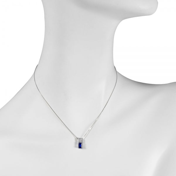 ブルーサファイア/ダイヤモンド プラチナネックレス(クレサンベール/エメラルドカット/9月誕生石)《WPDS3545》