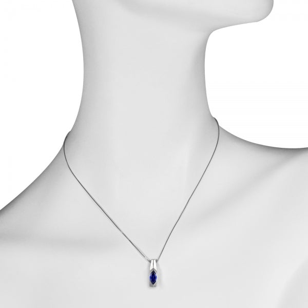 ブルーサファイア プラチナネックレス(クレサンベール/1カラットUP/マーキス/9月誕生石)《WPDS3566》