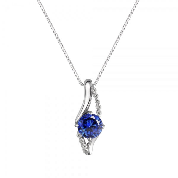 ブルーサファイア/ダイヤモンド PTネックレス(クレサンベール/9月誕生石)