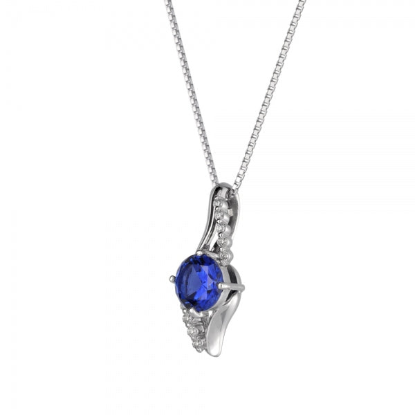ブルーサファイア/ダイヤモンド PTネックレス(クレサンベール/9月誕生石)