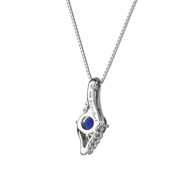 ブルーサファイア/ダイヤモンド PTネックレス(クレサンベール/9月誕生石)