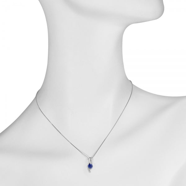 ブルーサファイア/ダイヤモンド PTネックレス(クレサンベール/9月誕生石)