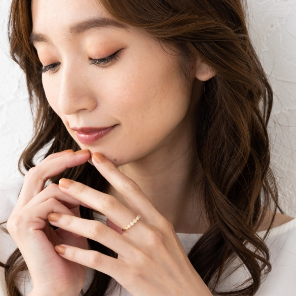 ダイヤモンド K18リング(計0.3カラット/ミル打ち/アンティーク風/4月誕生石)《JRGD1204》