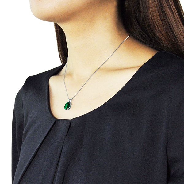 エメラルド プラチナネックレス(クレサンベール/オーバル/5月誕生石)《WPDE2640》
