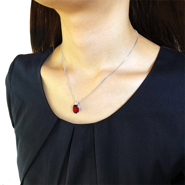 ルビー/ダイヤモンド プラチナネックレス(クレサンベール/オーバル/7月誕生石)《WPDR2699》