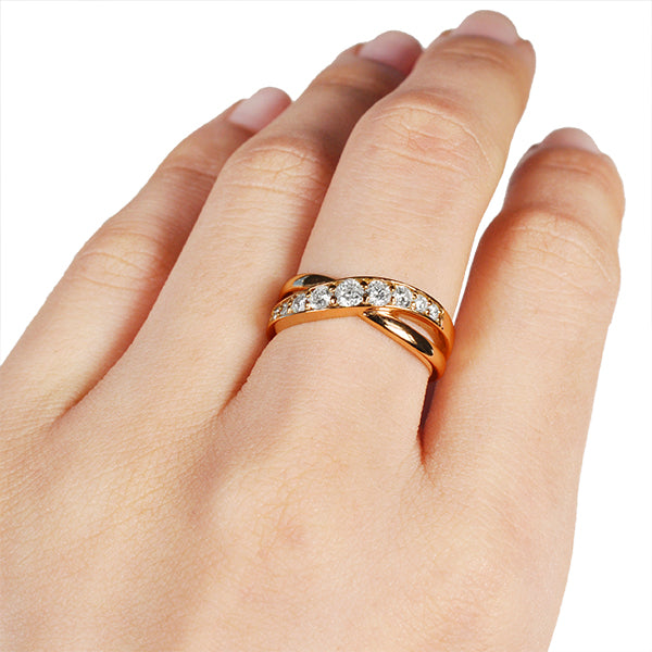 ダイヤモンド K18リング(計0.5カラット/クロスモチーフ/4月誕生石)《BRGD3060W》