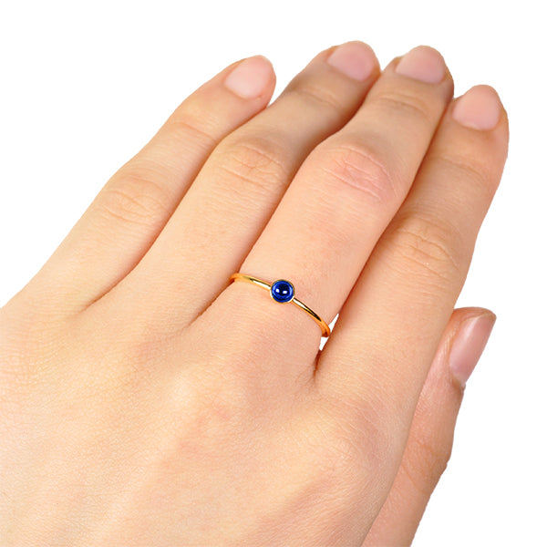 ブルーサファイア K18リング(クレサンベール/パレット/カボションカット/フクリン/9月誕生石)《WRGS2647》