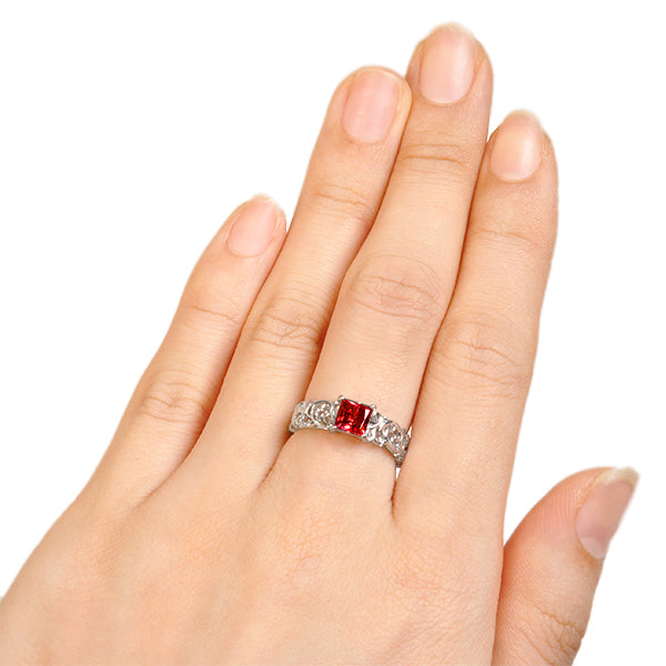 ルビー K18リング(クレサンベール/プリンセス/アンティーク風/7月誕生石)《WRGR2948》