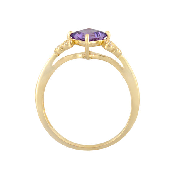 バイオレットサファイア/ダイヤモンド K18リング(クレサンベール/プリンセス/ミル打ち/9月誕生石)《WRGS3185》