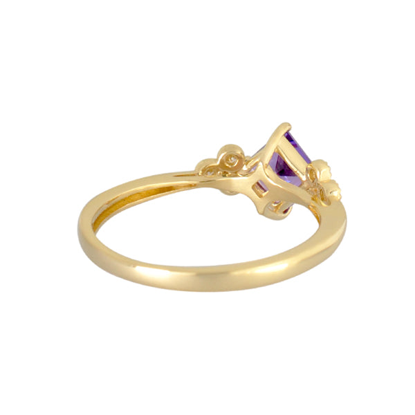 バイオレットサファイア/ダイヤモンド K18リング(クレサンベール/プリンセス/ミル打ち/9月誕生石)《WRGS3185》