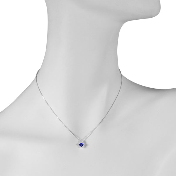 ブルーサファイア/ダイヤモンド K18ネックレス(クレサンベール/プリンセス/ミル打ち/9月誕生石)《WPDS3186》