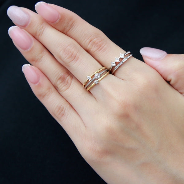 ダイヤモンド プラチナリング(計0.23カラット/プリンセス/4月誕生石)《JRGD1596》