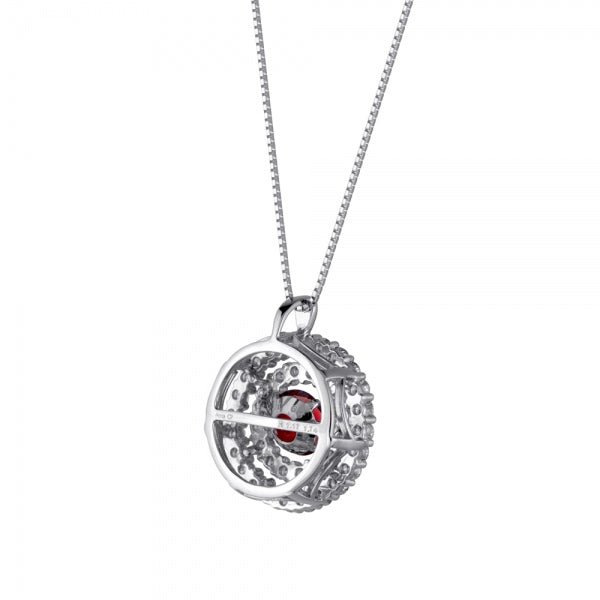 ルビー/ダイヤモンド プラチナネックレス(クレサンベール/1カラットUP/ダンシングストーン/取り巻き/サークル/7月誕生石)《WPDR3466》