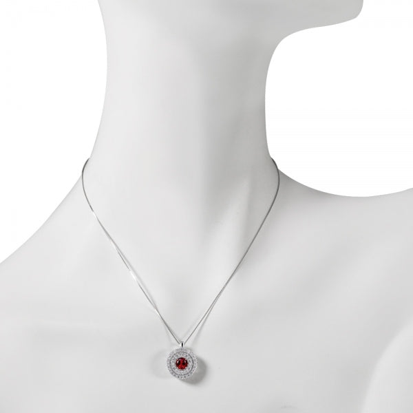ルビー/ダイヤモンド プラチナネックレス(クレサンベール/1カラットUP/ダンシングストーン/取り巻き/サークル/7月誕生石)《WPDR3466》