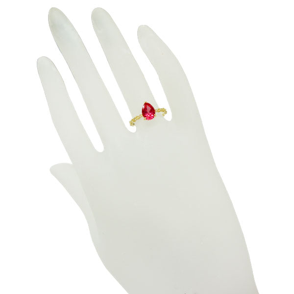 パパラチアサファイア/ダイヤモンド K18リング(クレサンベール/ペアシェイプ/アンティーク風/9月誕生石)《WRGP2954》