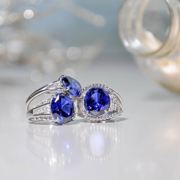 ブルーサファイア/ダイヤモンド PTリング(クレサンベール/オーバル/9月誕生石)《WRGS2696》