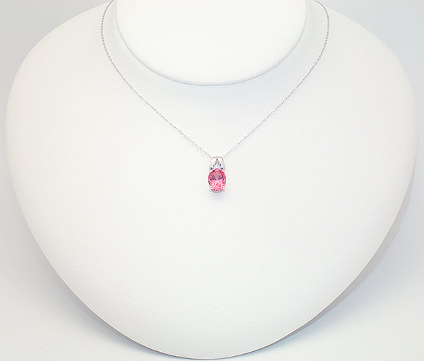 パパラチアサファイア/ダイヤモンド K18ネックレス(クレサンベール/オーバル/9月誕生石)《BPDP9154》