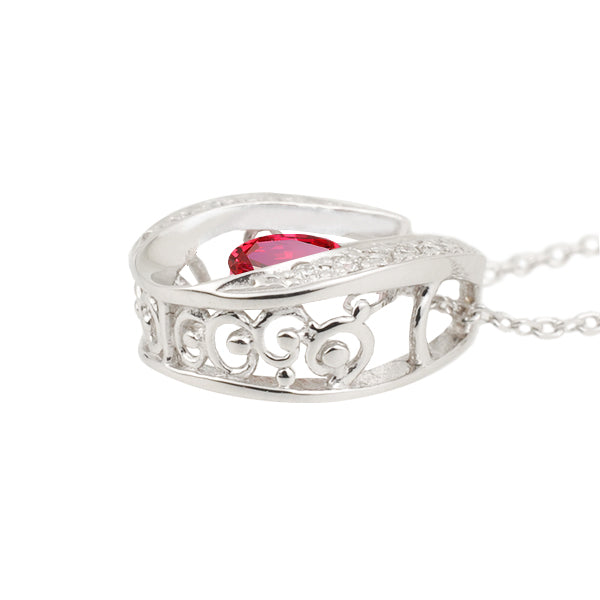 ルビー/ダイヤモンド K18ネックレス(クレサンベール/ダンシングストーン/馬蹄モチーフ/7月誕生石)《WPDR2716》