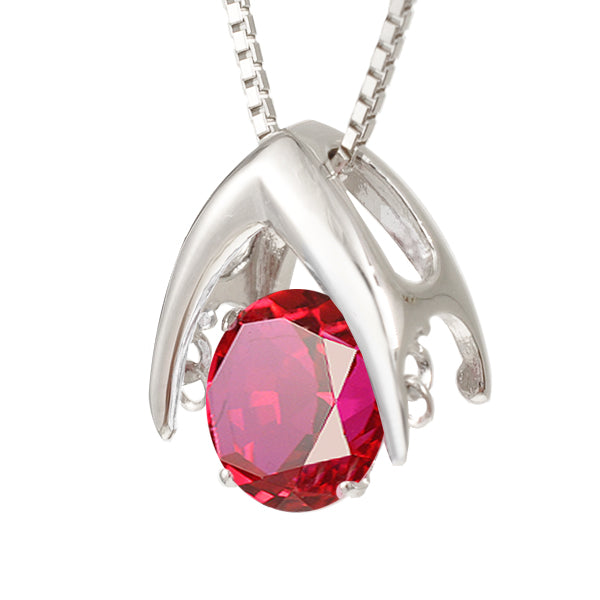 ルビー プラチナネックレス(クレサンベール/ダンシングストーン/7月誕生石)《WPDR2713》