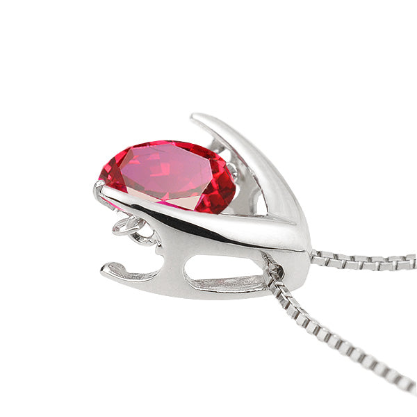 ルビー プラチナネックレス(クレサンベール/ダンシングストーン/7月誕生石)《WPDR2713》