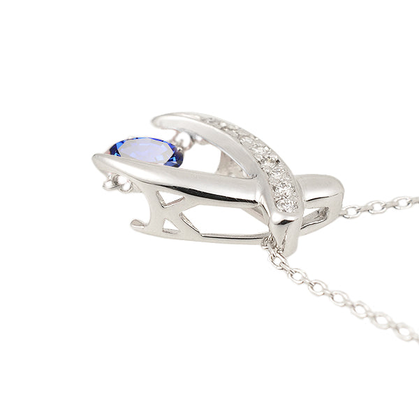 ブルーサファイア/ダイヤモンド K18ネックレス(クレサンベール/ダンシングストーン/クロスモチーフ/9月誕生石)《WPDS2715》