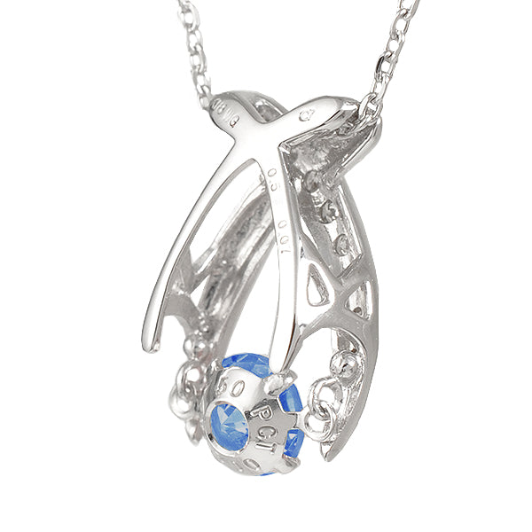 ブルーサファイア/ダイヤモンド K18ネックレス(クレサンベール/ダンシングストーン/クロスモチーフ/9月誕生石)《WPDS2715》