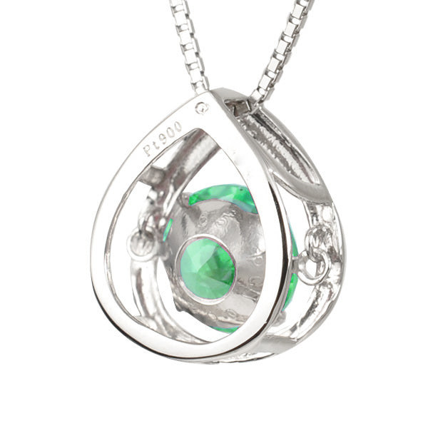 エメラルド プラチナネックレス(クレサンベール/ダンシングストーン/雫モチーフ/5月誕生石)《WPDE2714》