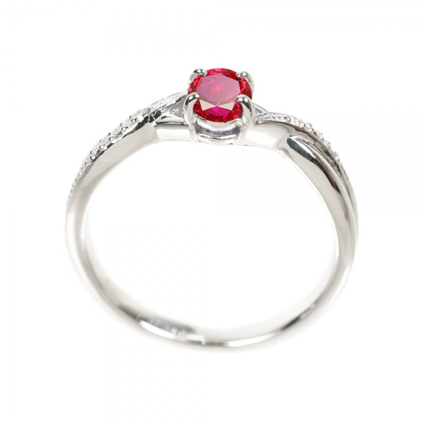 ルビー/ダイヤモンド K18リング(クレサンベール/オーバル/クロスモチーフ/7月誕生石)《BRGR2653》