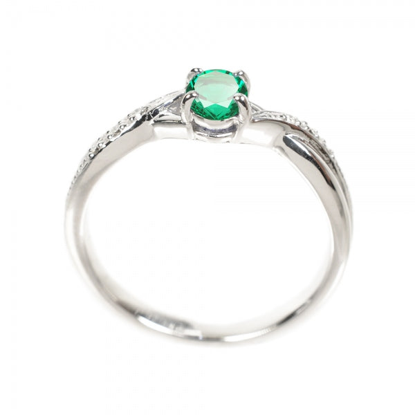 エメラルド/ダイヤモンド K18リング(クレサンベール/オーバル/クロスモチーフ/5月誕生石)《BRGE2653》