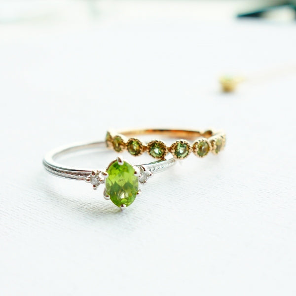 ペリドット/ダイヤモンド K18リング(オーバル/8月誕生石)《WRGN2115》