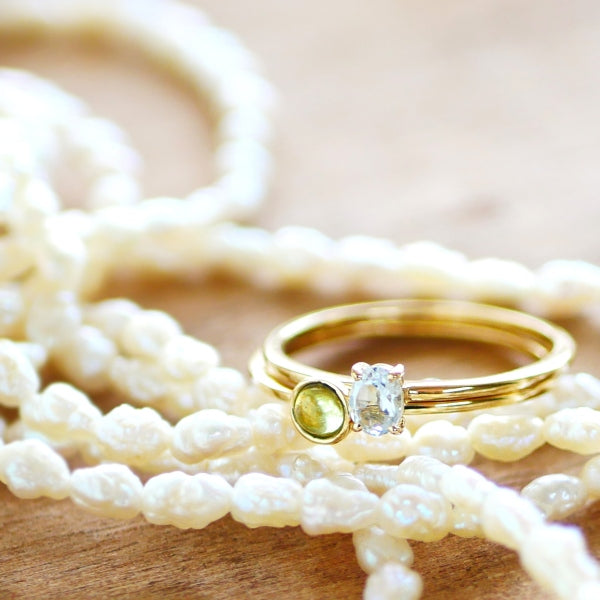 アクアマリン K18リング(パレット/オーバル/ライン/3月誕生石)《WRGN3018》