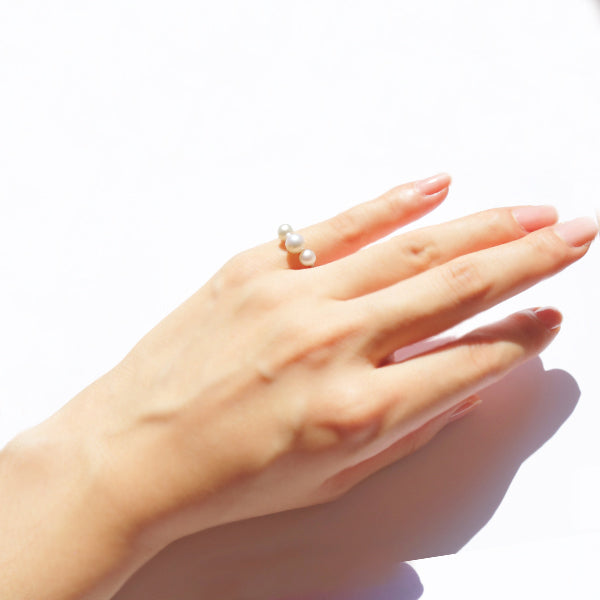 パール/ダイヤモンド K18リング(淡水真珠/ベビーパール/6月誕生石)《WRGQ2974》