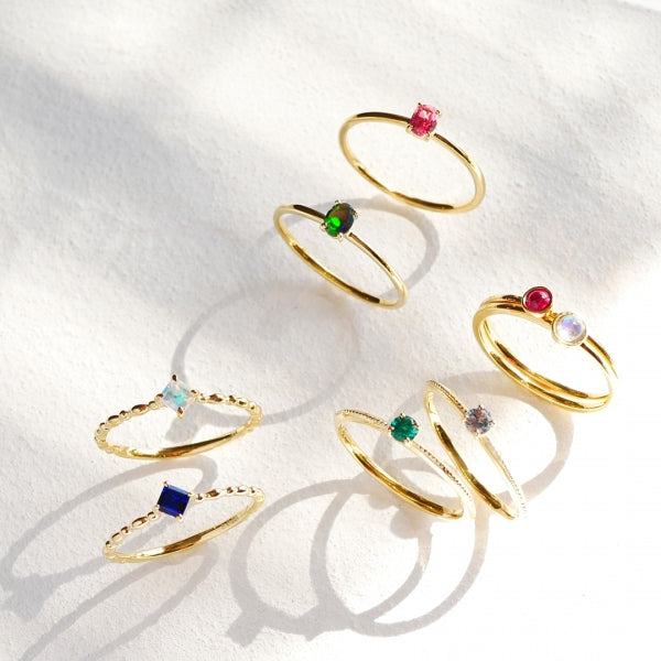 ウォーターオパール K18リング(クレサンベール/パレット/オーバル/ライン/10月誕生石)《WRGW2644》