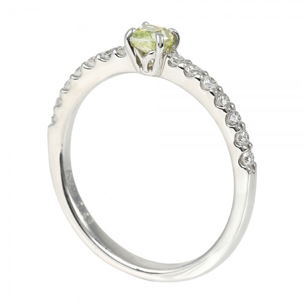 【限定1点】イエローダイヤモンド/ダイヤモンド プラチナリング(0.25カラット/4月誕生石/グレーディングレポート付き)《JRGD1642》