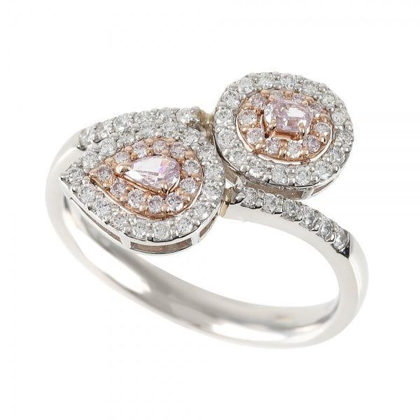 【10周年】【限定1点】ピンクダイヤモンド/ダイヤモンド PT /K18リング(0.05カラット/Fancy Light Purple Pink/ペアシェイプ/オーバル/4月誕生石/グレーディングレポート付き)