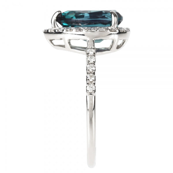 アレキサンドライト/ダイヤモンド プラチナリング(クレサンベール/ペアシェイプ/取り巻き/6月誕生石)《WRGA4102》