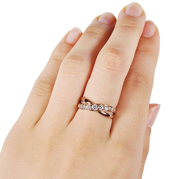 ダイヤモンド K18リング(計0.5カラット/クロスモチーフ/4月誕生石)《BRGD3060W》